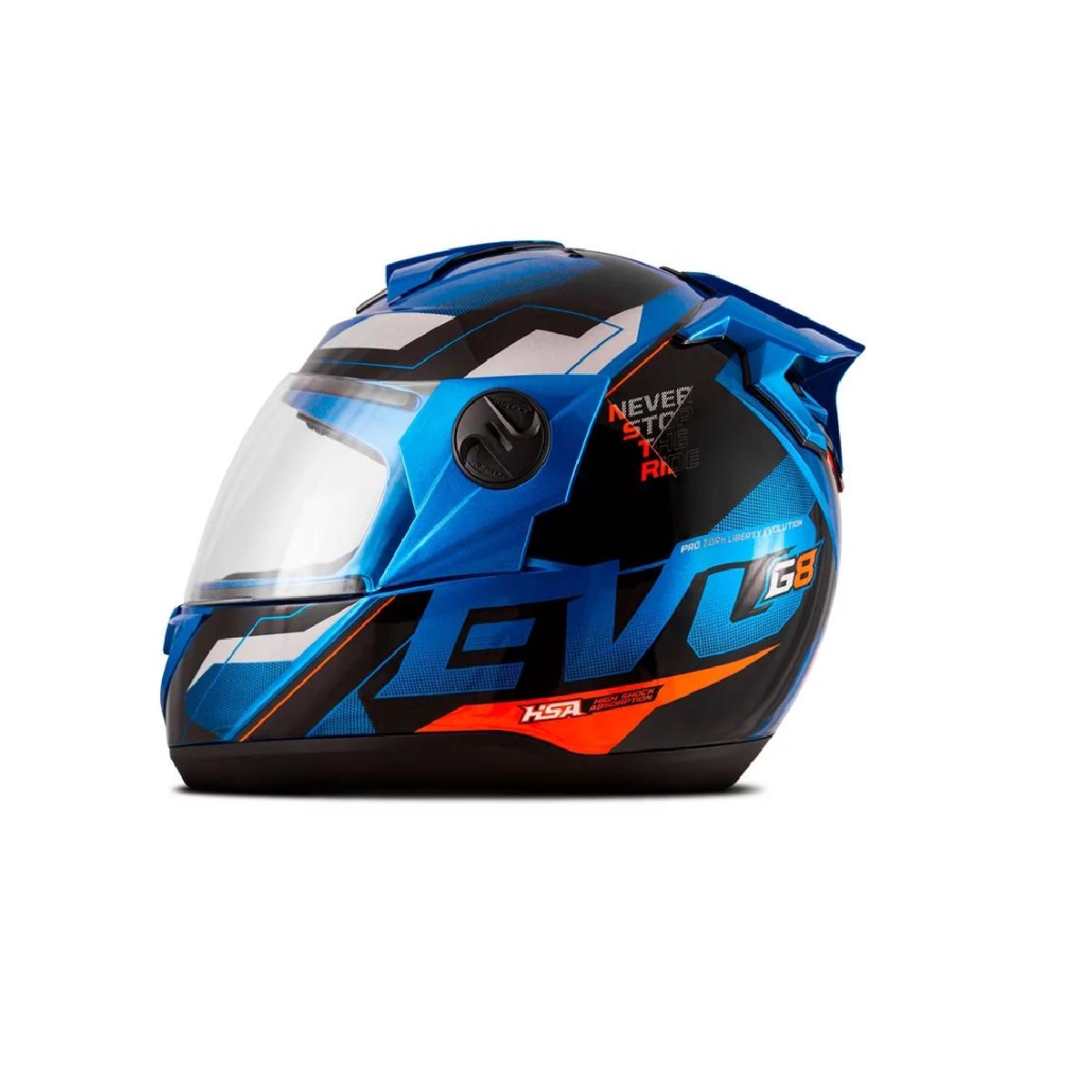 Capacete Liberty Evolution 788 G8 Evo Azul e Laranja Brilhante TAM.58 Pro Tork CAP-718AZLR
