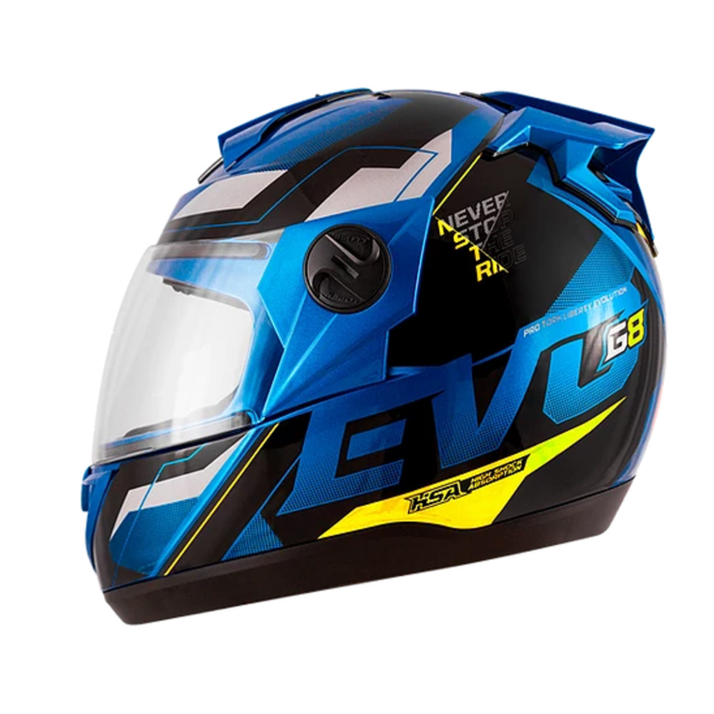 Capacete Liberty Evolution 788 G8 Evo Brilhante Azul e Amarelo Tamanho 60 Pro Tork - CAP-719AZAM