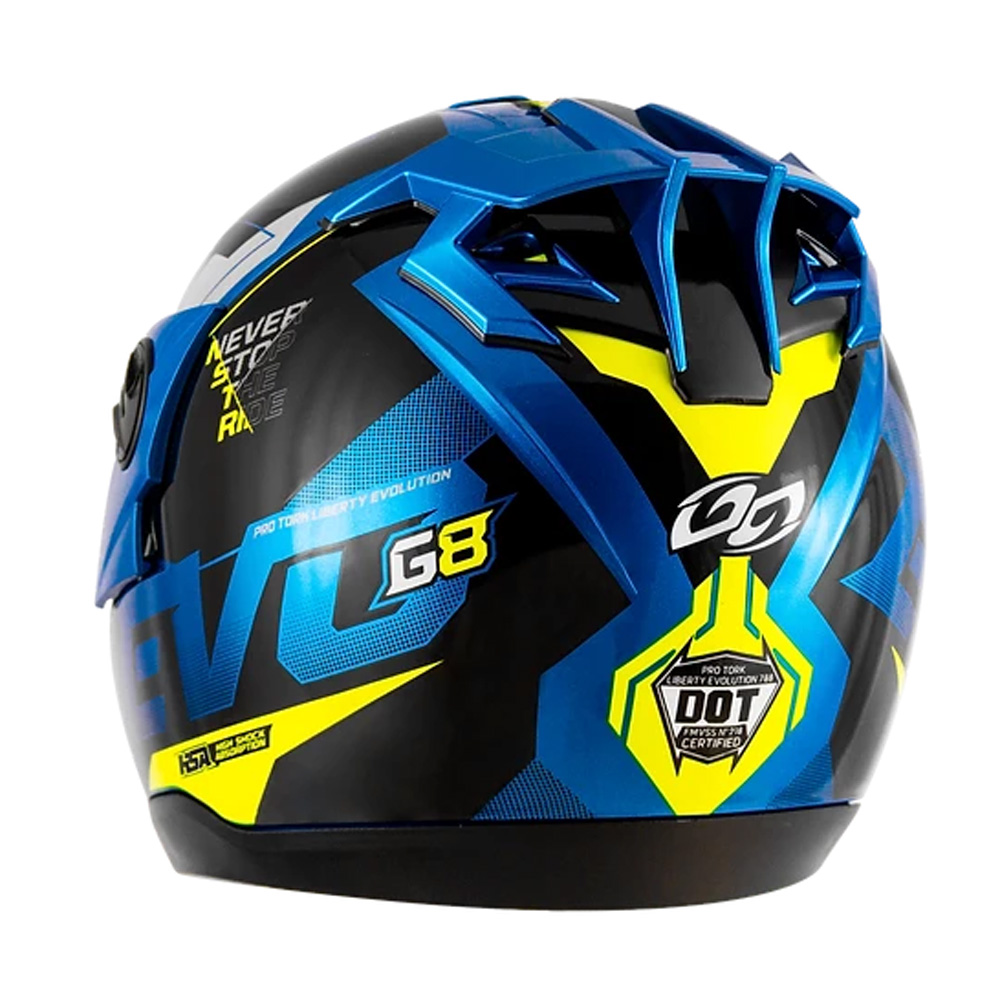 Capacete Liberty Evolution 788 G8 Evo Brilhante Azul e Amarelo Tamanho 60 Pro Tork - CAP-719AZAM