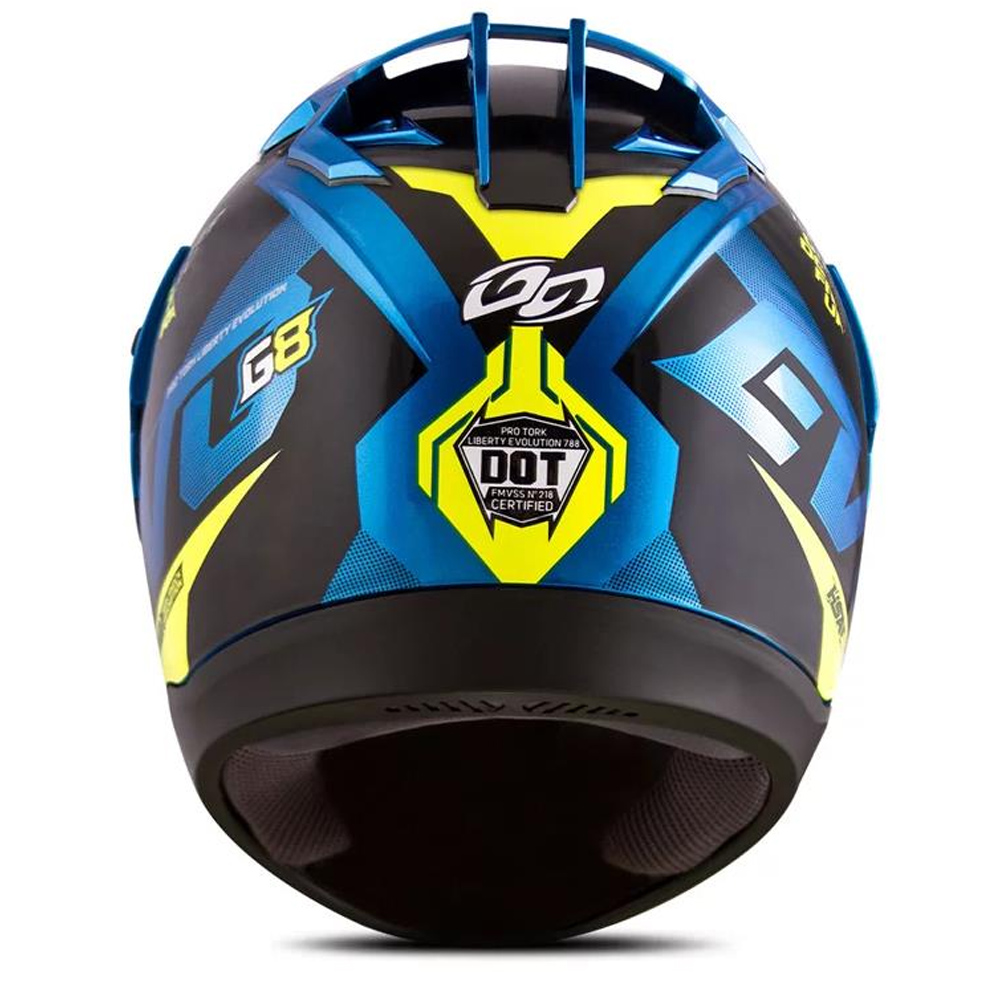 Capacete Liberty Evolution 788 G8 Evo Brilhante Azul e Amarelo Tamanho 60 Pro Tork - CAP-719AZAM