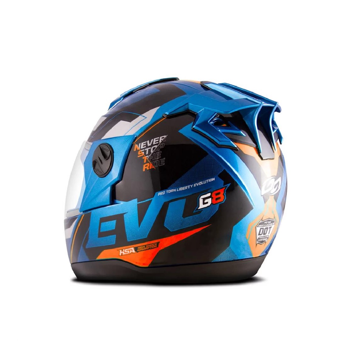 Capacete Liberty Evolution 788 G8 Evo Azul e Laranja Brilhante TAM.62 Pro Tork CAP-736AZLR