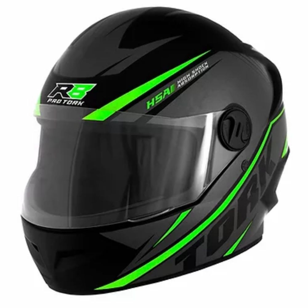 Capacete R8 Preto e Verde Tamanho 56  Pro Tork - CAP-567CZVD