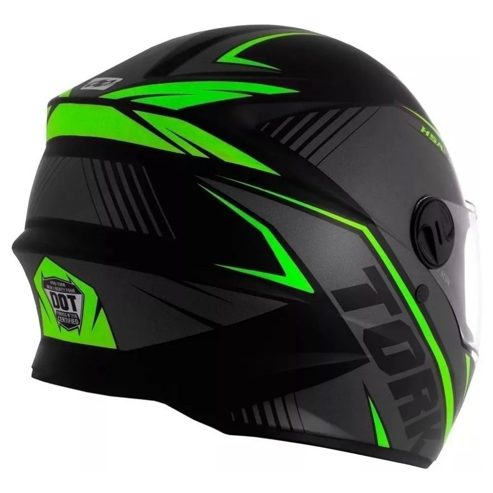 Capacete R8 Preto e Verde Tamanho 56  Pro Tork - CAP-567CZVD