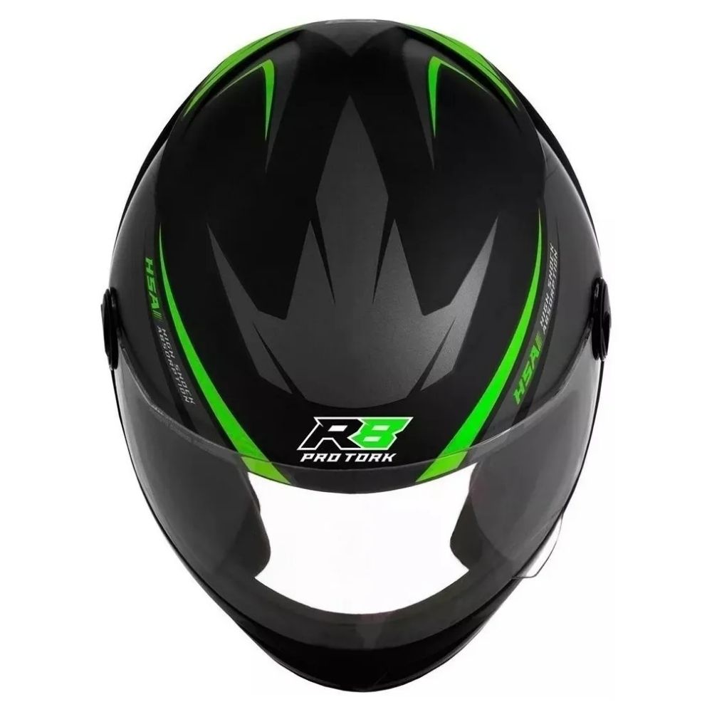 Capacete R8 Preto e Verde Tamanho 56  Pro Tork - CAP-567CZVD