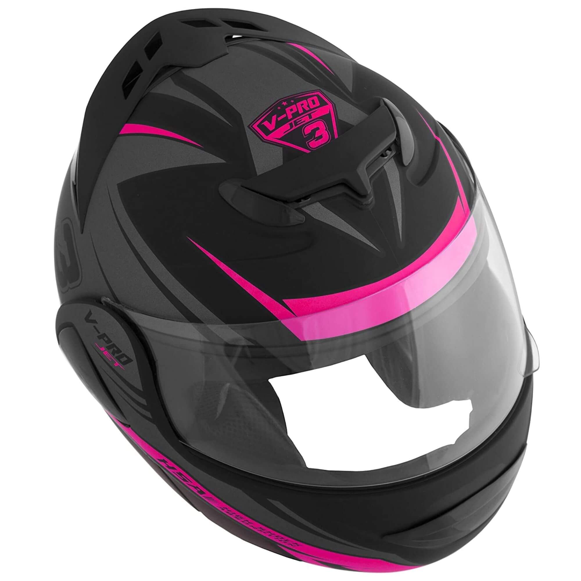 Capacete Robocop Escamoteável V-Pro Jet 3 Preto e Rosa Tam. 60 CAP-576CZRS Pro Tork