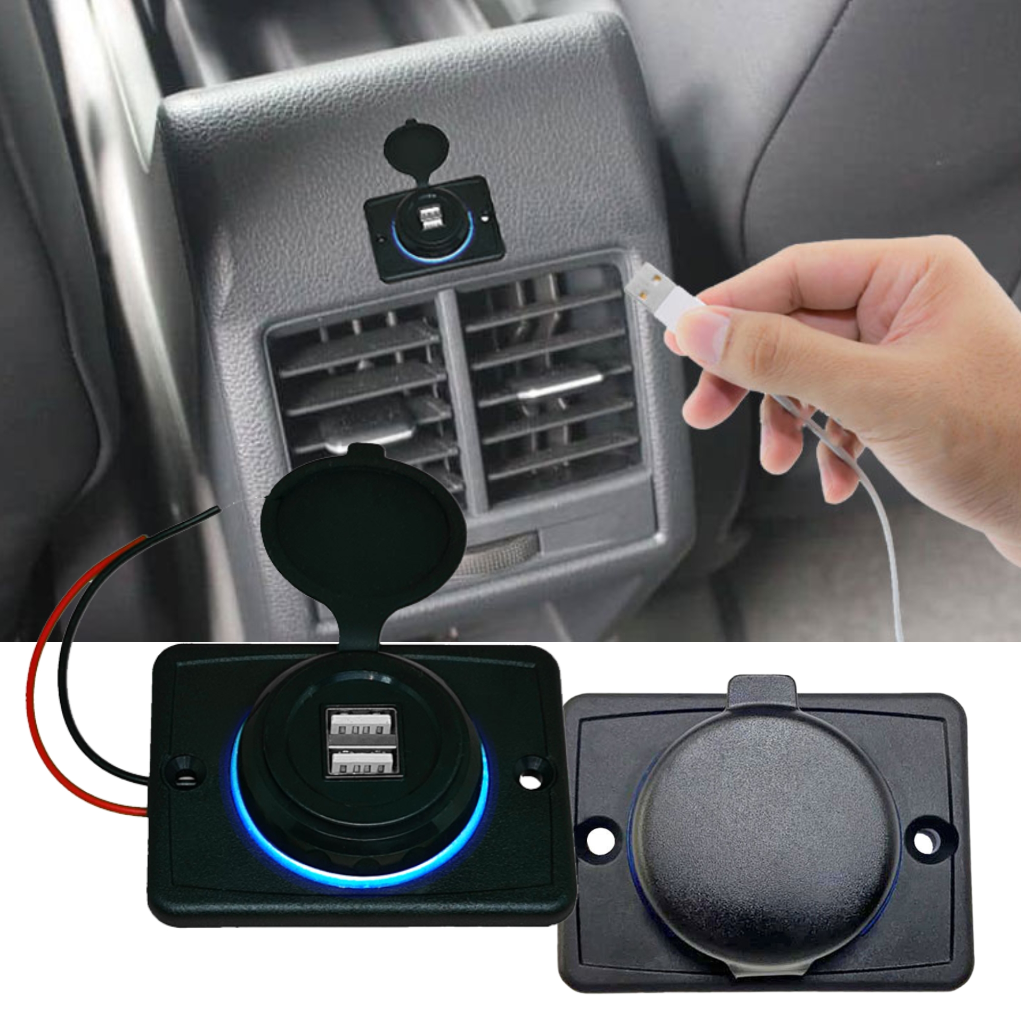 Tomada USB para recarregar celular automotivo 12V Roadstar RS110-2UBR
