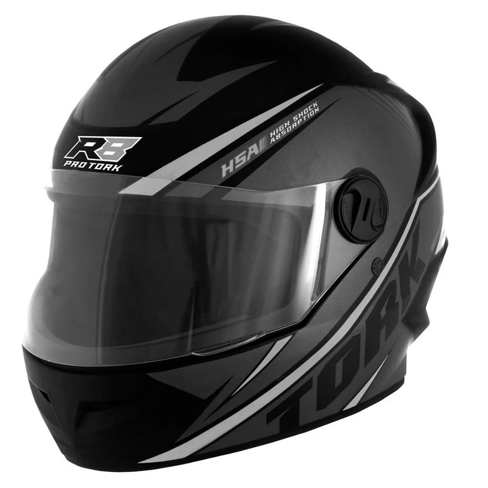 Capacete  R8 Preto e Prata  Tamanho 56 Pro Tork - CAP-567CZPTA