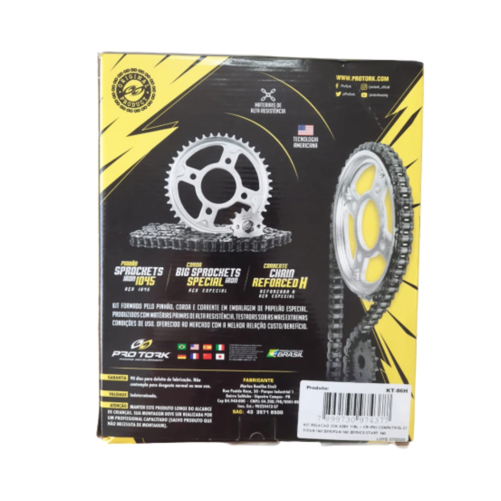 Kit Relação Transmissão Honda Cg Titan 125 2000 até 2004 Aço 1045 Pro Tork - KT-02H