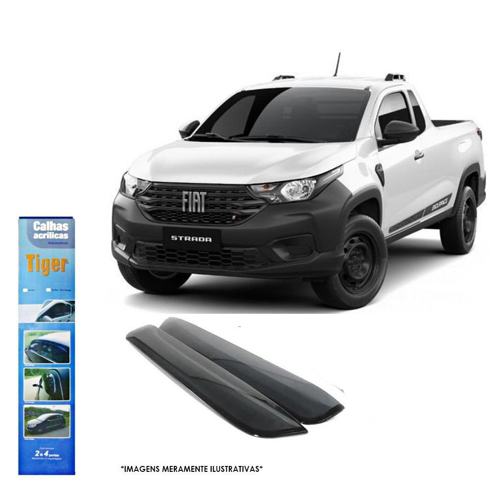 Calha de Chuva Fiat Strada Cabine Simples 2020 em diante 2 portas Tiger - FT3600