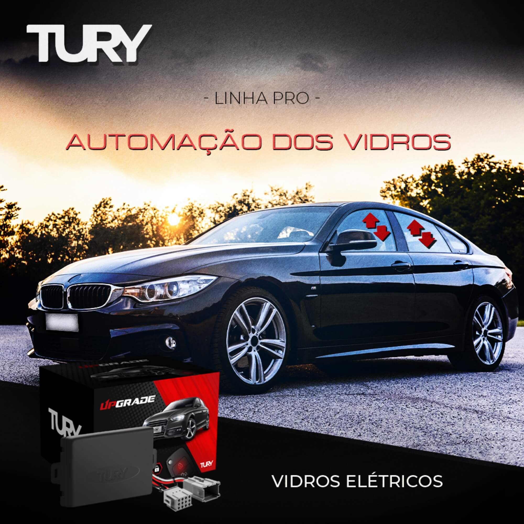 Módulo Automação de Vidros Elétricos compatível c/ A4/Celta/Montana/C4/Ka/Gol Tury - PRO1.0
