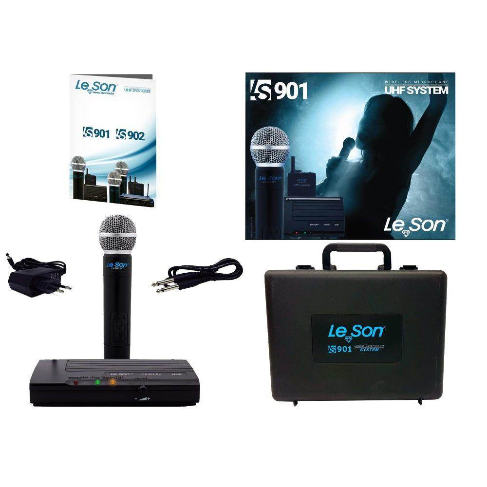 Microfone Sem Fio de Mão UHF Leson - LS-901 HT