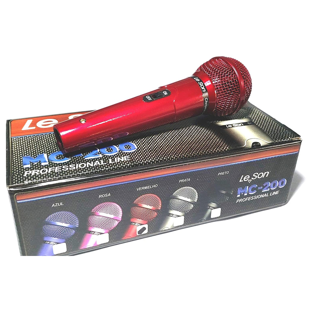 Microfone com Fio Vermelho Profissional MC-200 P10 - Leson 2AM00200V