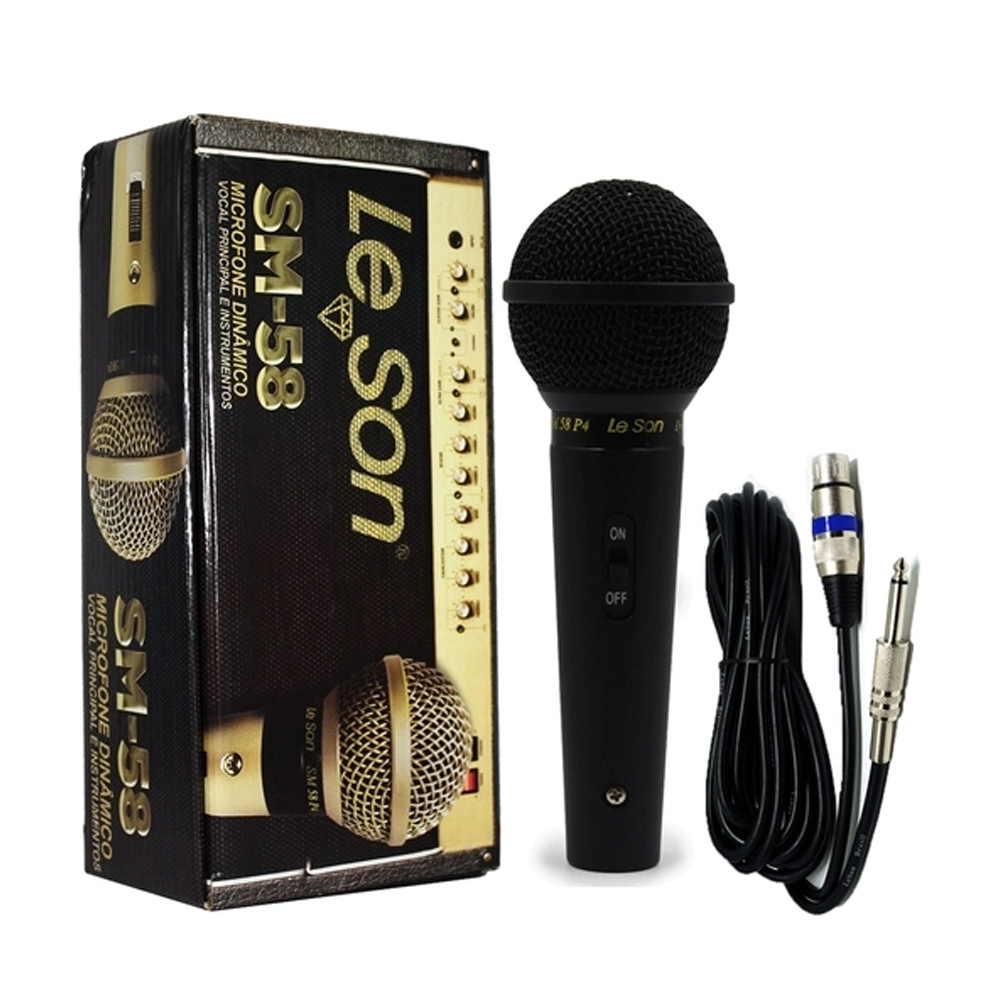 Microfone com Fio Profissional Preto Fosco SM-58 P4 - Leson 2AM002263