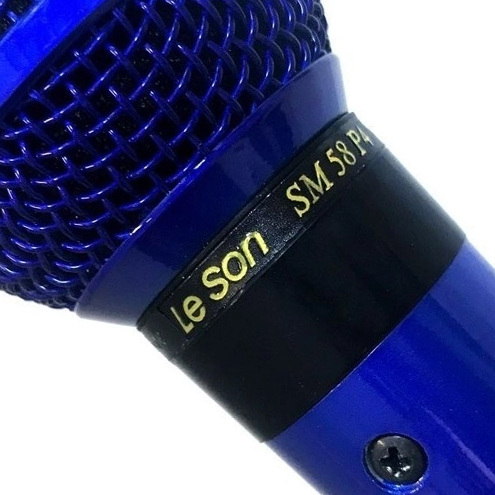 Microfone com Fio Profissional Azul SM-58 P4 Leson - 2AM002265