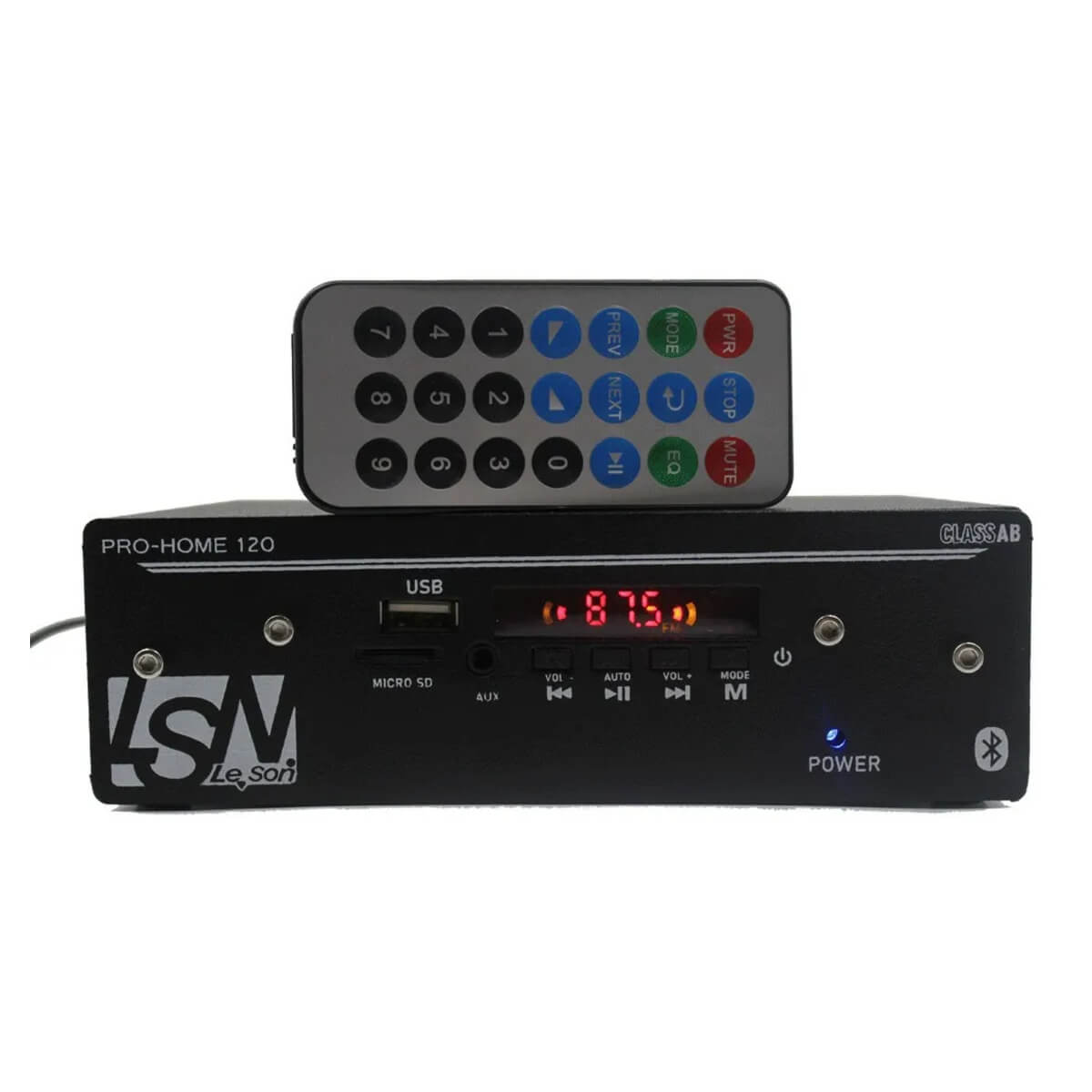 Amplificador Receiver para Som Ambiente Pro Home 120w 4 Canais Bluetooth 2LS000120 Leson