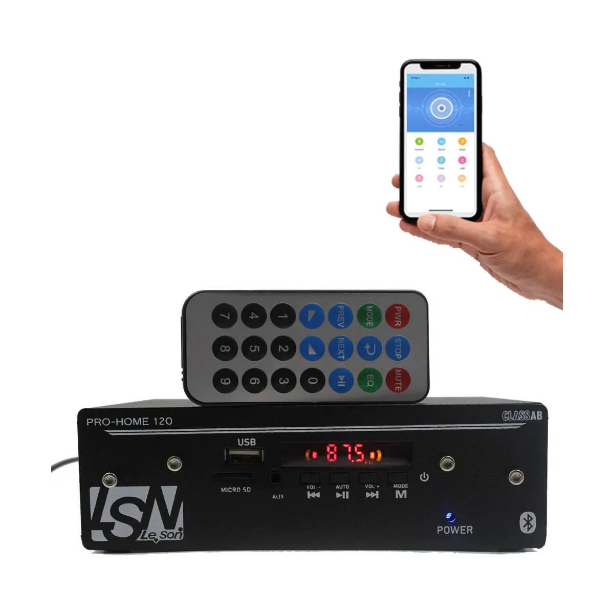 Amplificador Receiver para Som Ambiente Pro Home 120w 4 Canais Bluetooth 2LS000120 Leson
