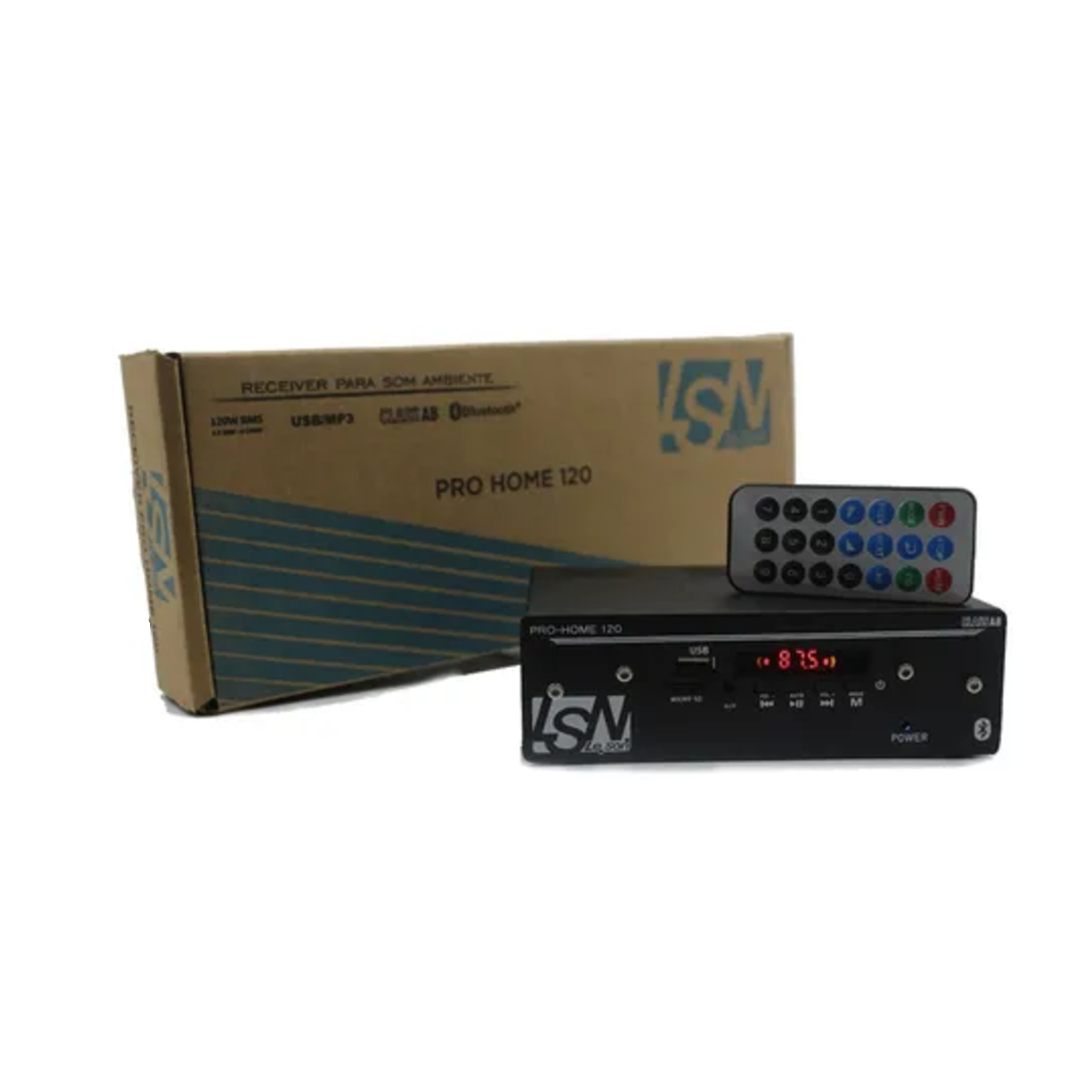 Amplificador Receiver para Som Ambiente Pro Home 120w 4 Canais Bluetooth 2LS000120 Leson