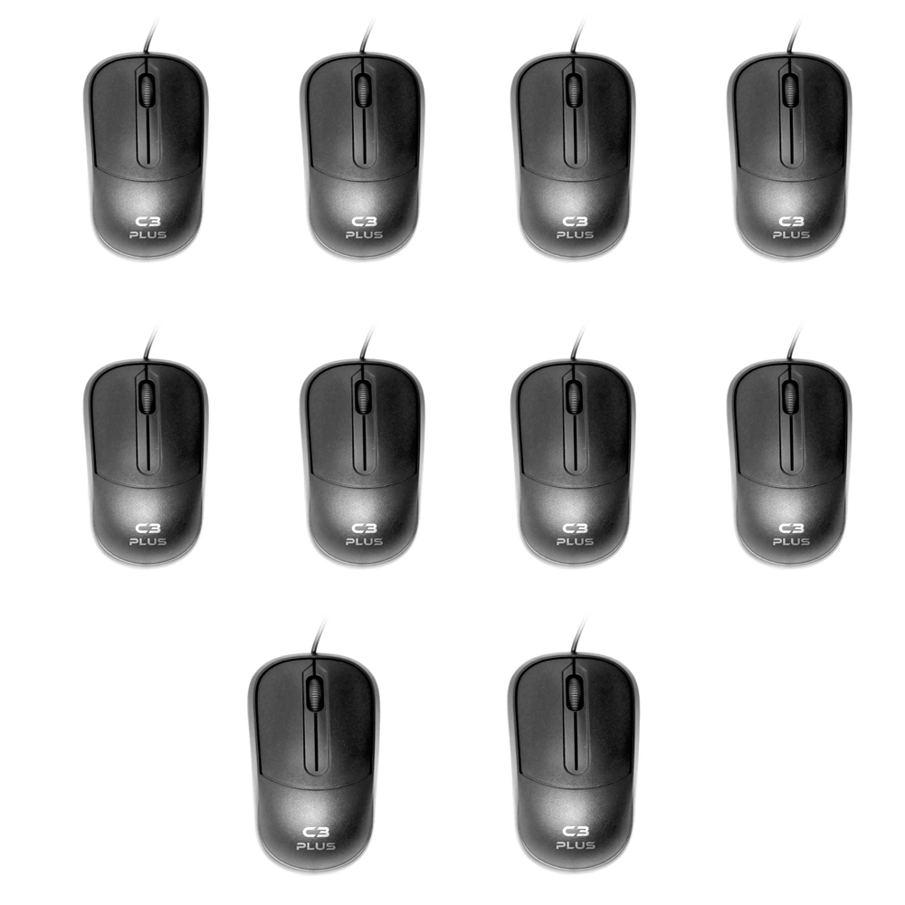 COMP Kit 10 Mouses USB Preto C3Plus C3Tech - MS-35BK