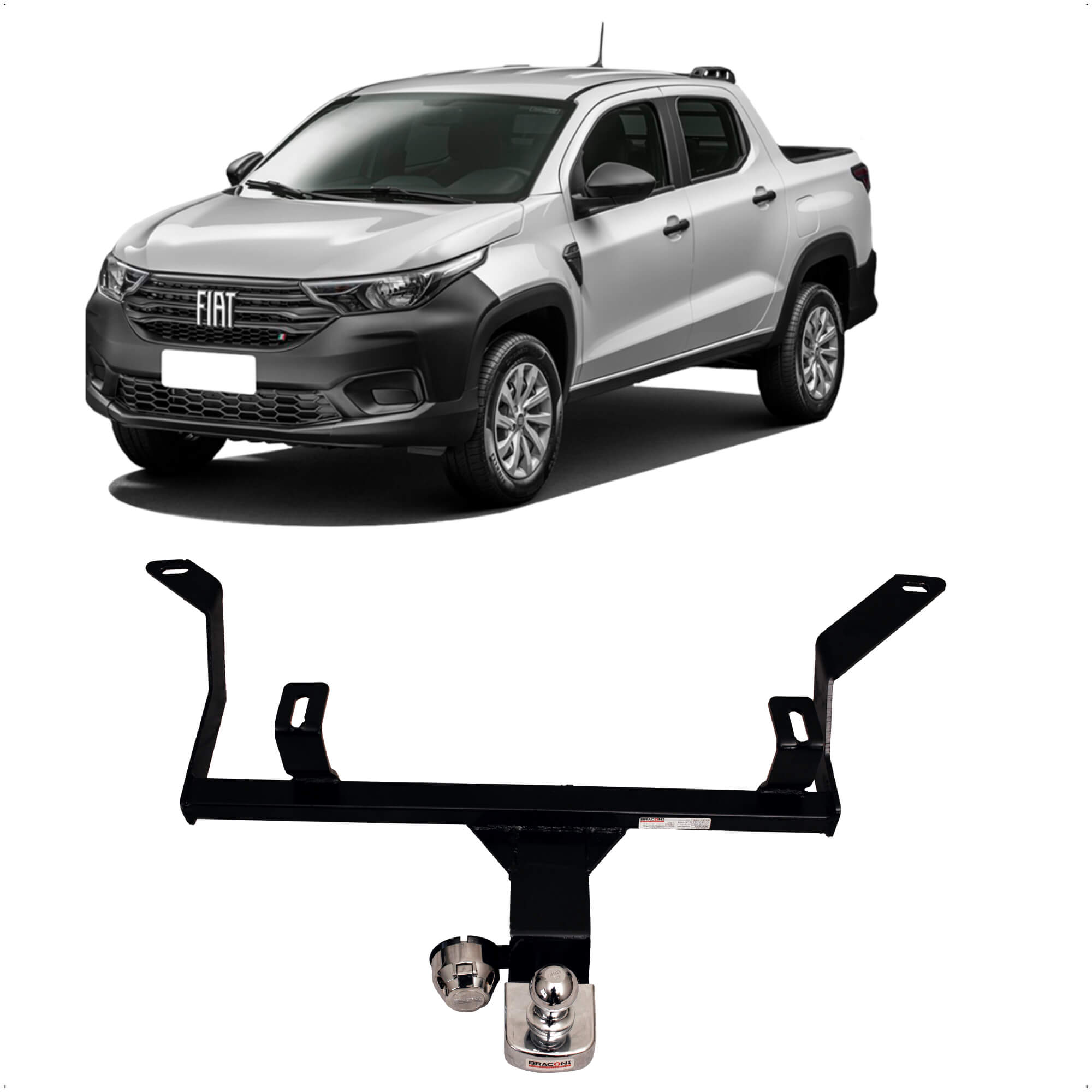 Engate Reboque Fixo Strada 2021 em diante 450kg de Tração com Bola Cromada Braconi - FT-53
