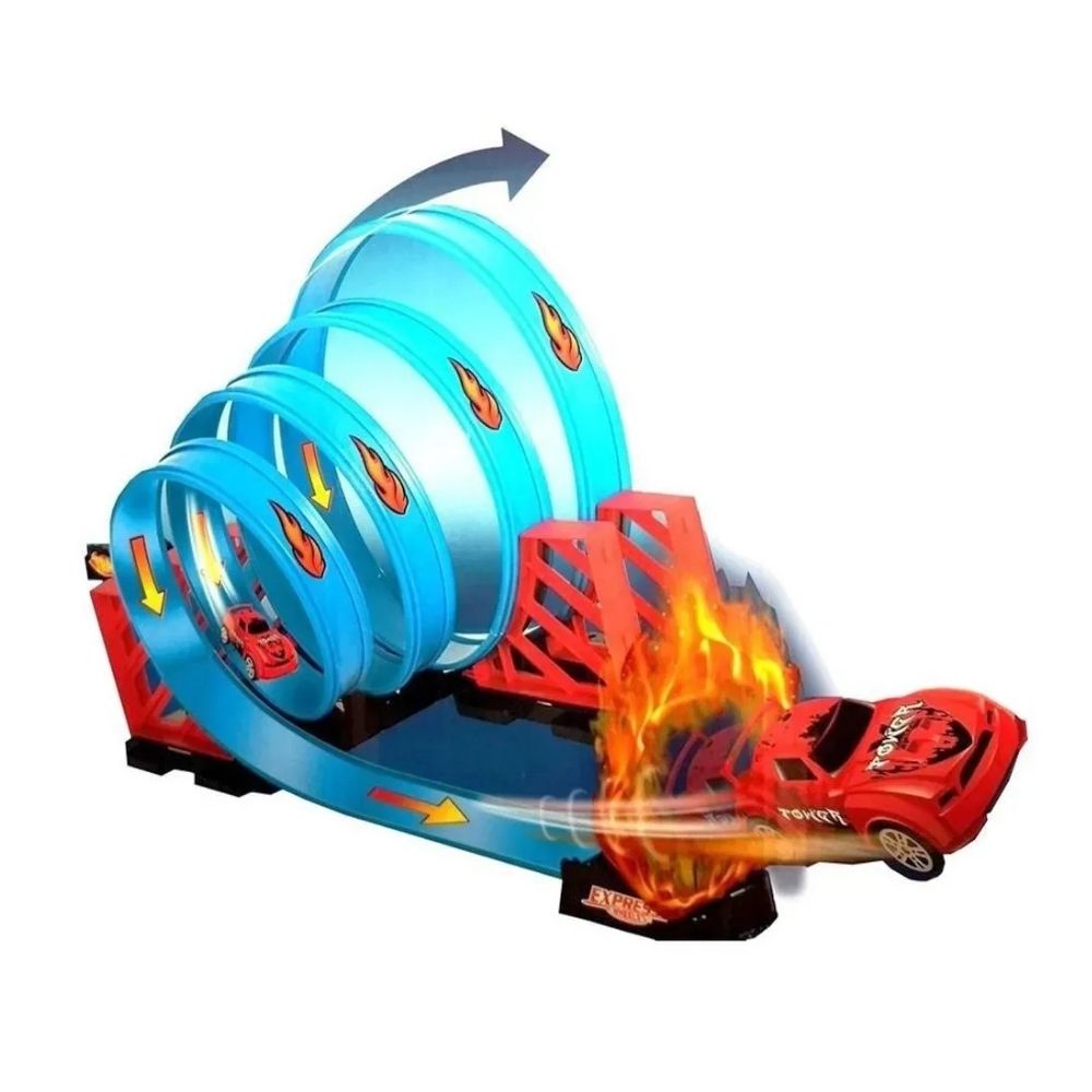 Pista Express Wheels Extreme Action com 4 Loop 360 Multikids - BR1019