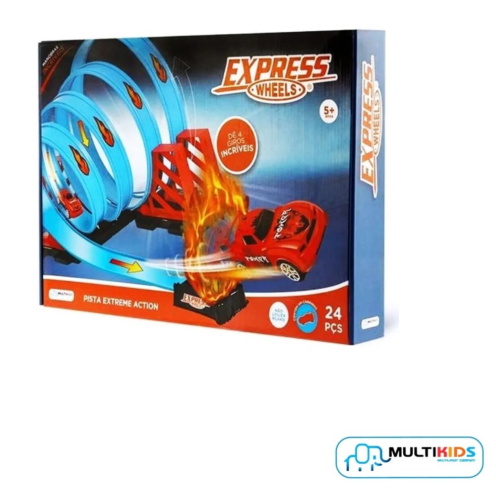 Pista Express Wheels Extreme Action com 4 Loop 360 Multikids - BR1019