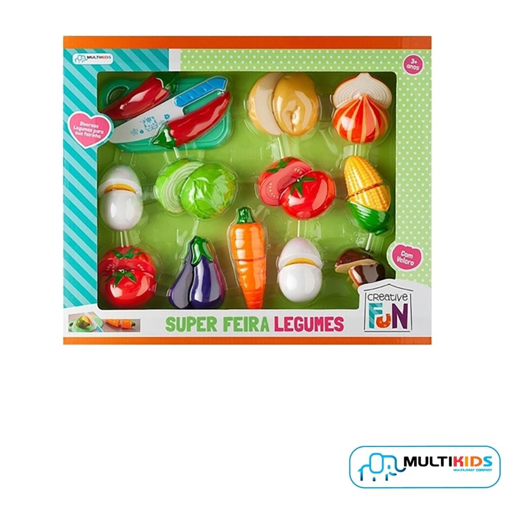 Brinquedo Infantil Super Feira Divertida 12 Legumes Com Fixador Multikids - BR1110