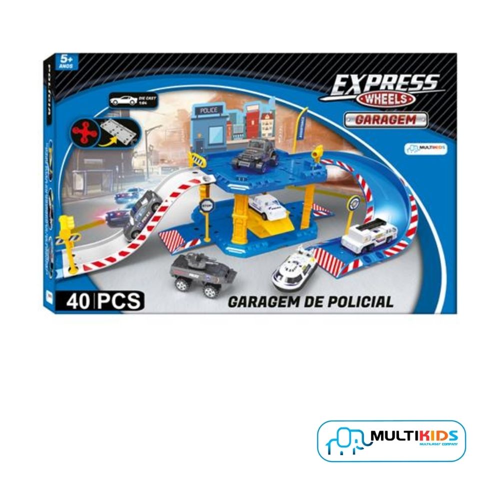 Express Wheels Garagem Polícia 40 Peças Multikids - BR1237