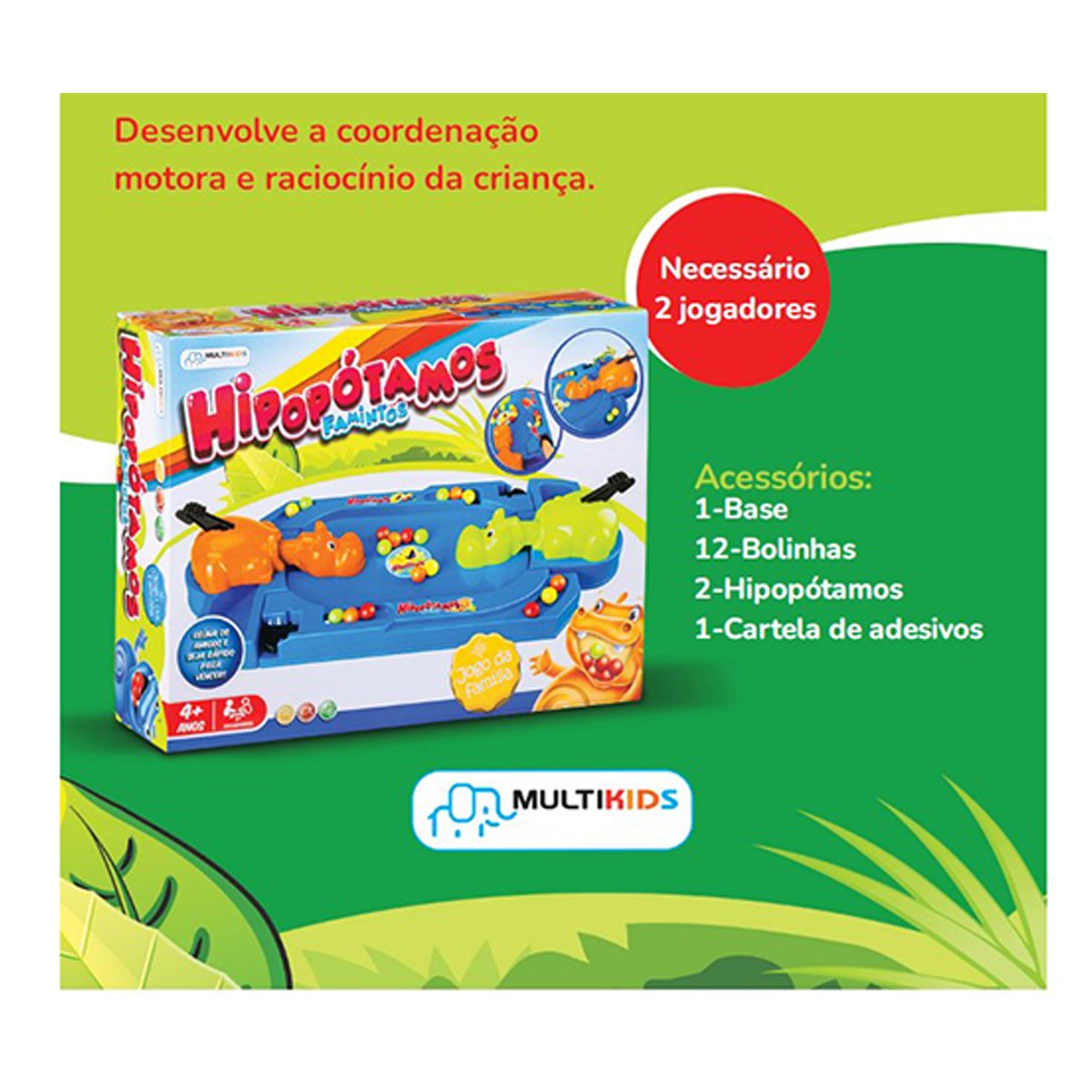 Jogo Brinquedo Infantil Hipopótamo Faminto Comer Bolinhas Multikids - BR1290