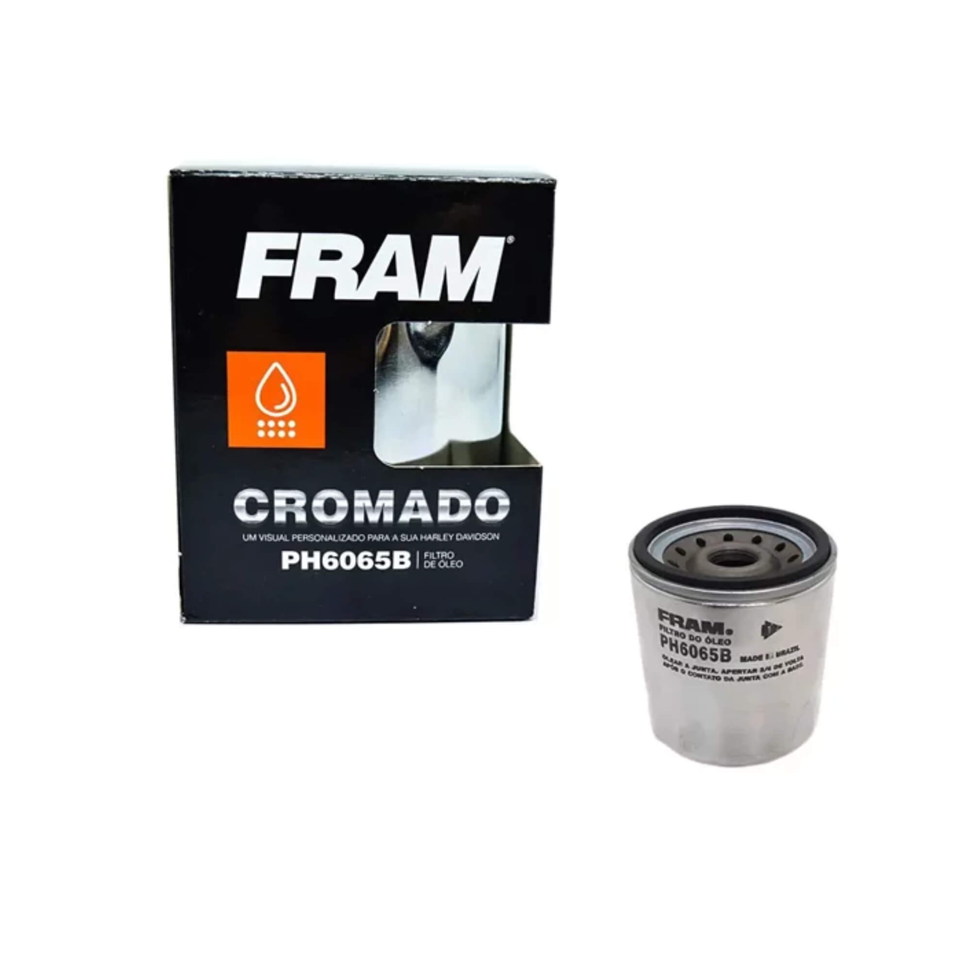Filtro Óleo Cromado Harley Davidson Road King, FLSTFB, Electra Glide, Softail Deuce Fram - PH6065B