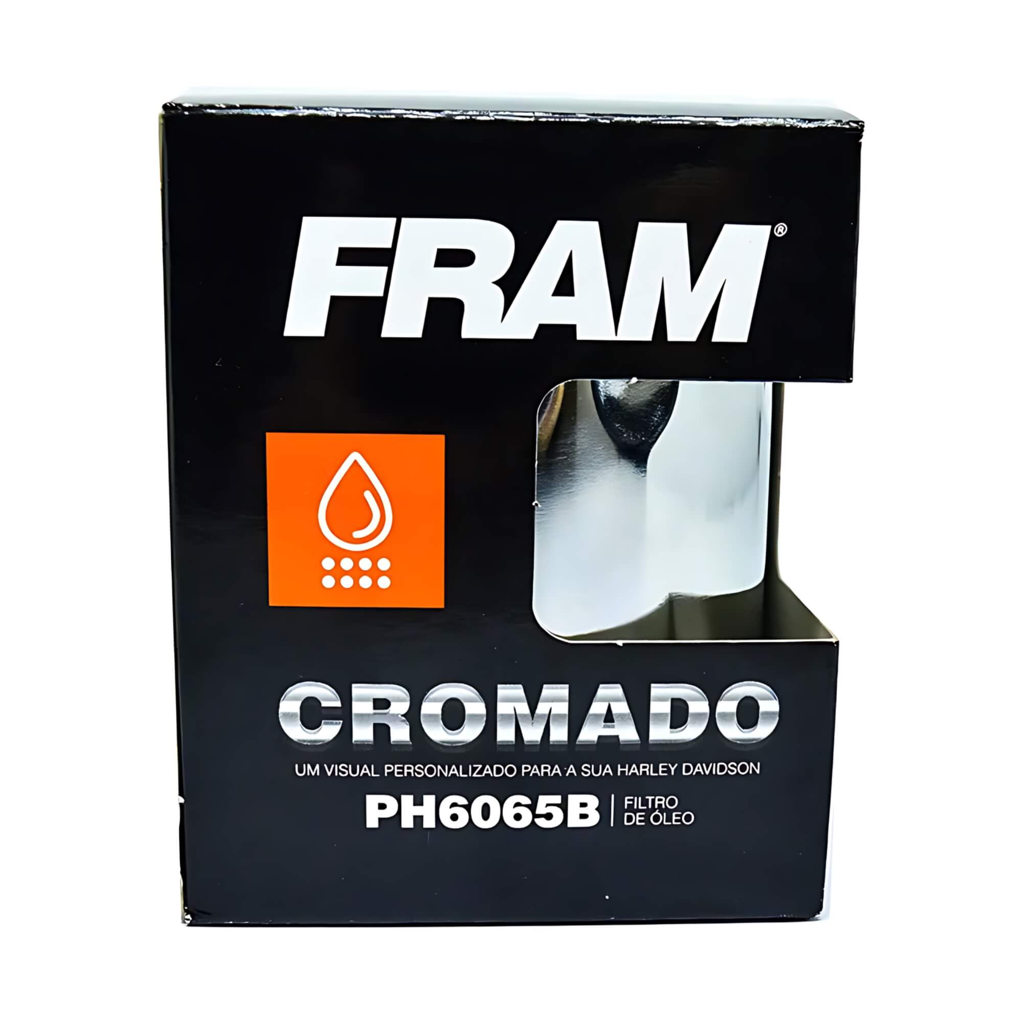Filtro Óleo Cromado Harley Davidson Road King, FLSTFB, Electra Glide, Softail Deuce Fram - PH6065B