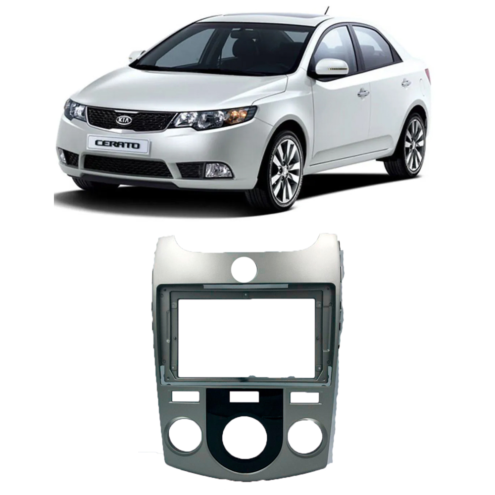 Moldura Kia Cerato com Ar Analógico 2009 até 2013 2Din 9" Prata Expex - EPX9KI002