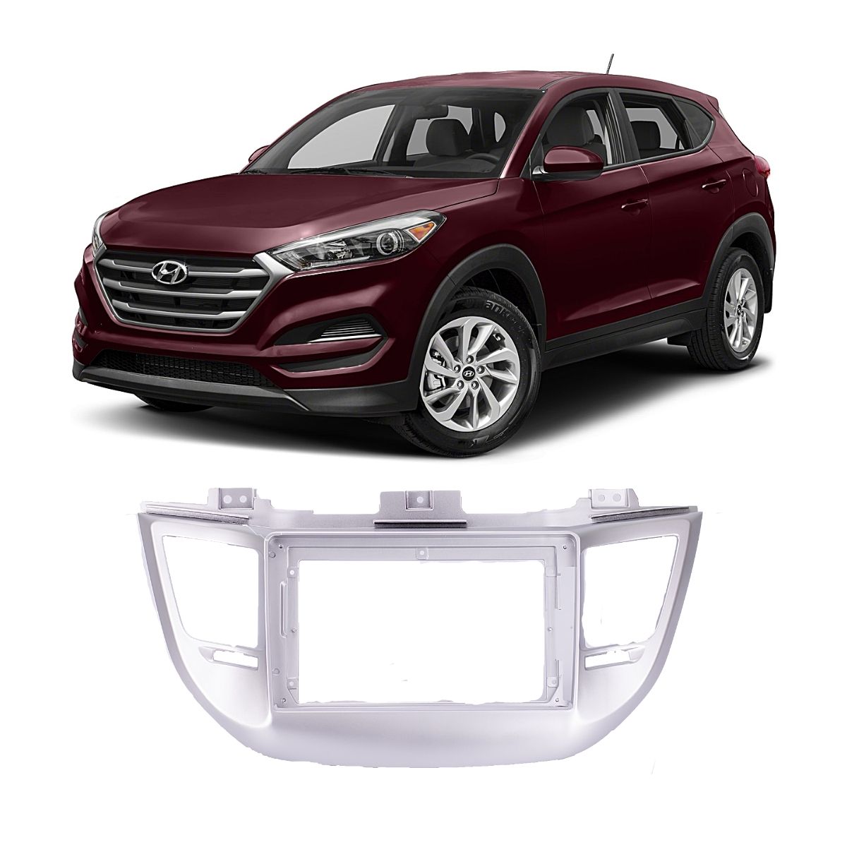 Moldura 2 Din 9 Polegadas Prata Hyundai Tucson 2015 a 2017 EPX9HY002 - Expex