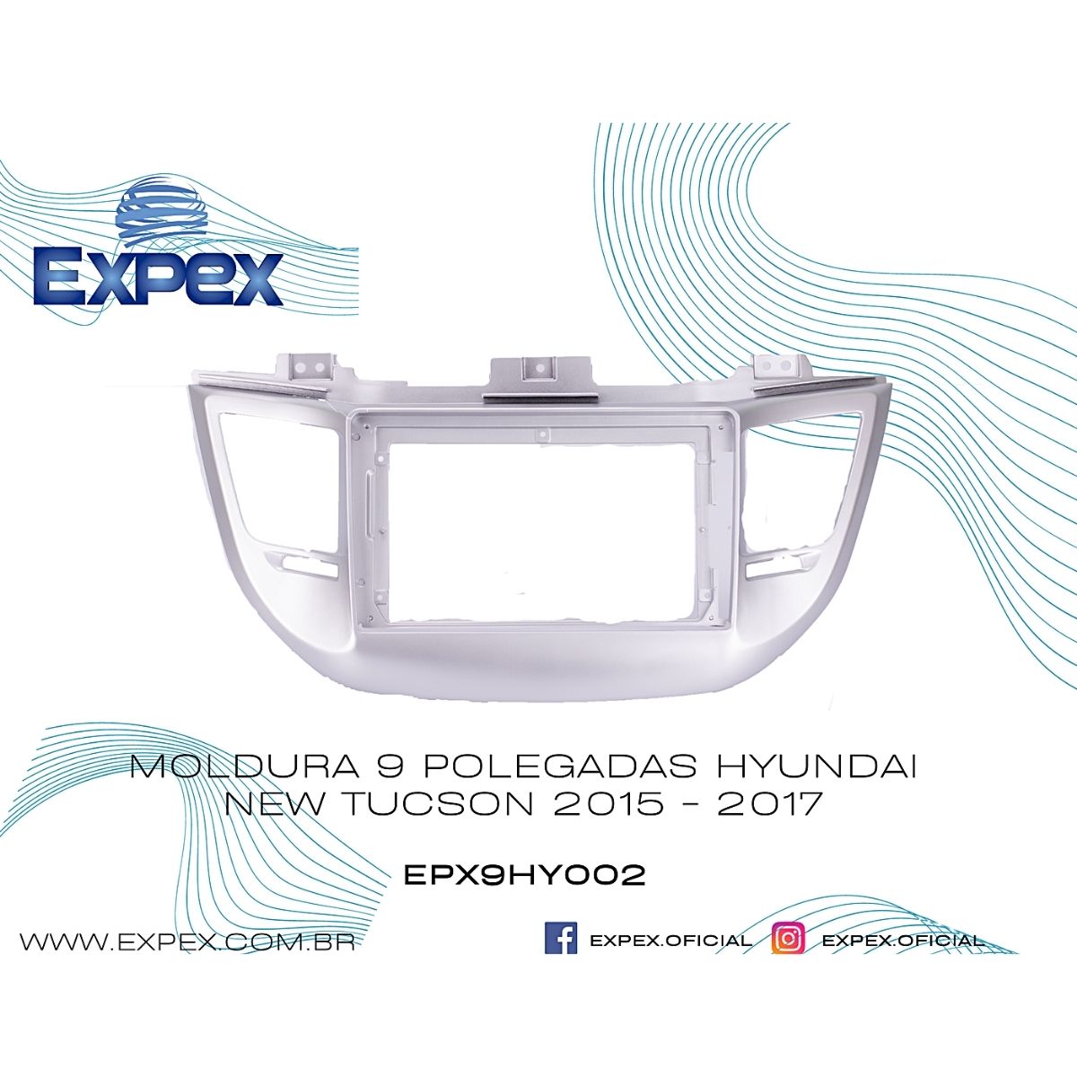 Moldura 2 Din 9 Polegadas Prata Hyundai Tucson 2015 a 2017 EPX9HY002 - Expex