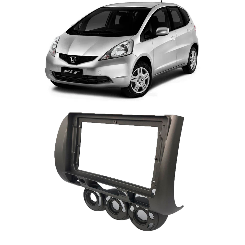 Moldura Honda Fit 2004 até 2008 2Din 9" Grafite Expex - EPX9HO006