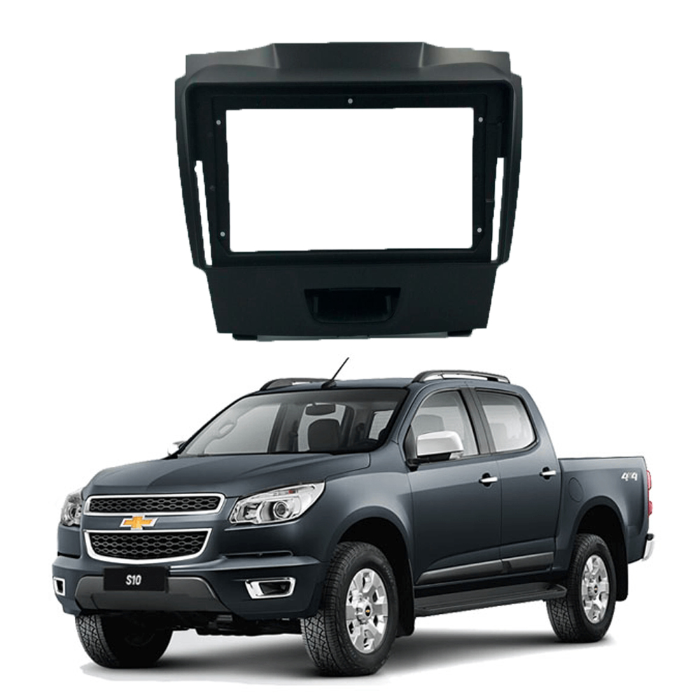 Moldura Chevrolet S10 2012 até 2015 2Din 9" Preta Expex - EPX9GM012
