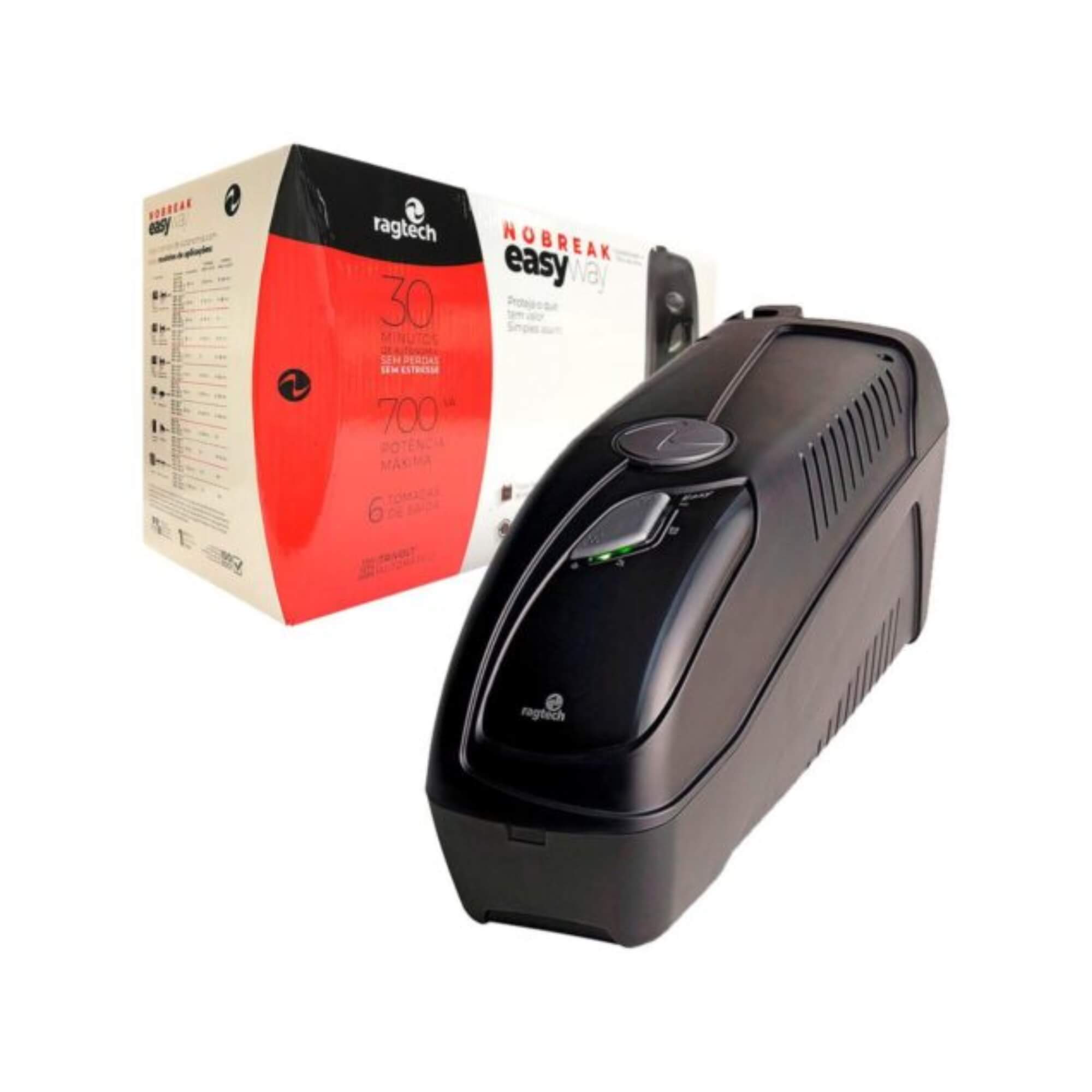 Nobreak Ragtech 700VA 20NEW4139 Easy Way 6 Tomadas Preto Trivolt