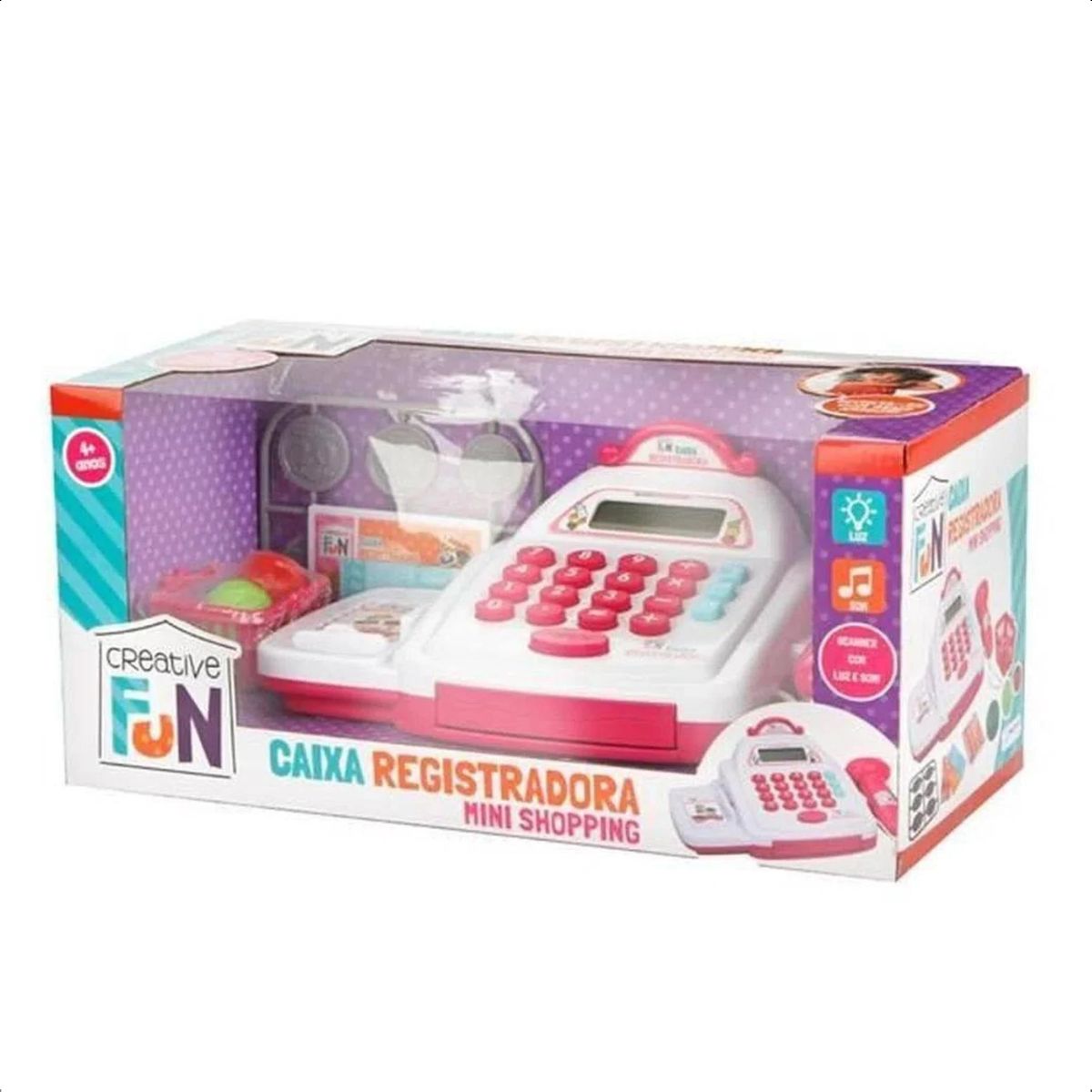 Brinquedo Creative Fun Caixa Registradora Mini Shopping Rosa Com Acessórios Multikids - BR1182