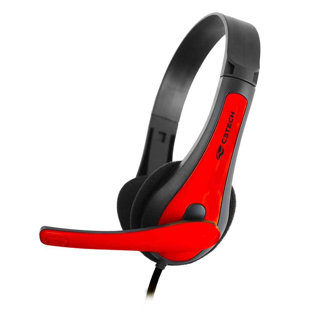 Headset Gamer C3Tech Preto e Vermelho PH-30BK
