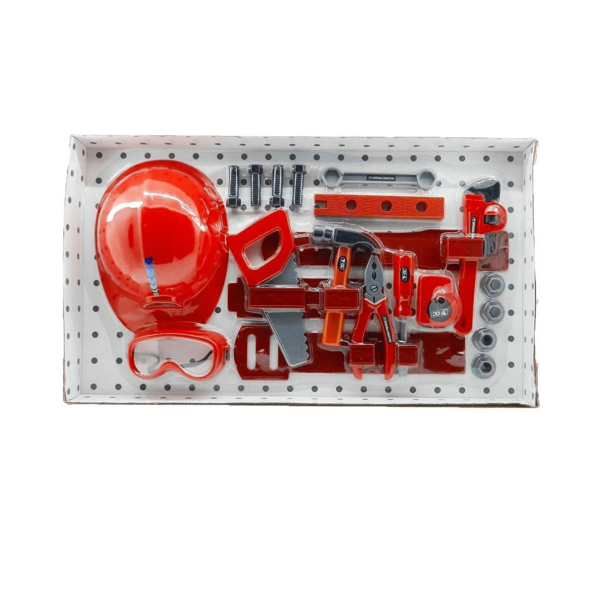 Oficina Criativa Kit Ferramenta com Capacete e Acessórios Vermelho/Preto Multikids - BR796