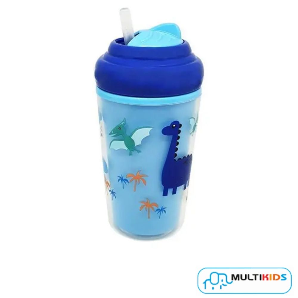 Copo Térmico Com Canudo De Silicone Cool Azul 220ml Multikids Baby - BB034