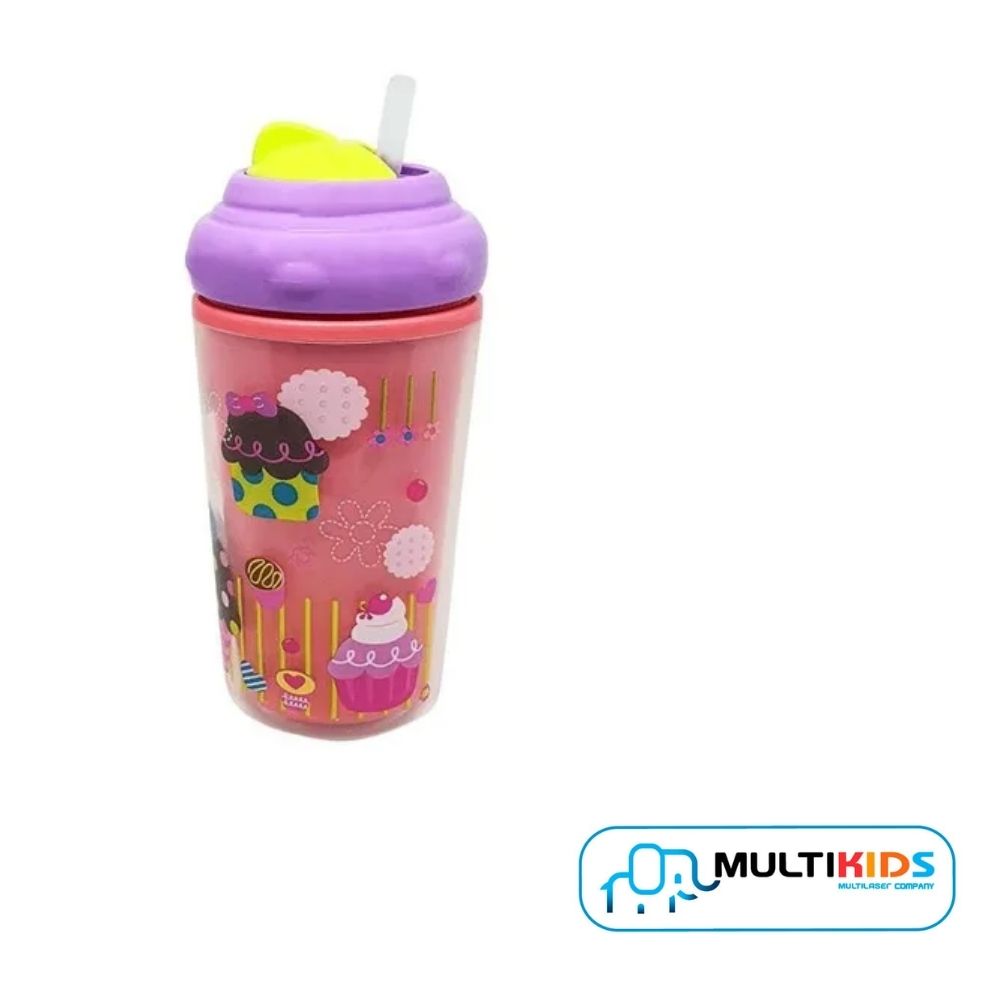 Copo Térmico Com Canudo De Silicone Cool Rosa Multikids Baby - BB035