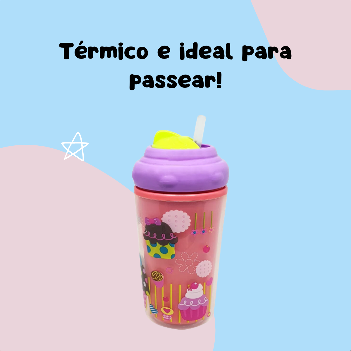 Copo Térmico Com Canudo De Silicone Cool Rosa Multikids Baby - BB035
