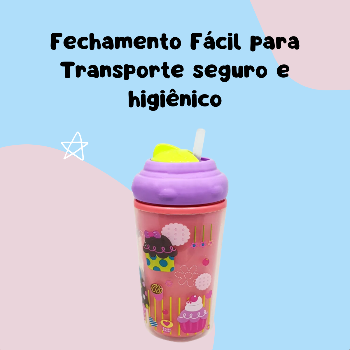 Copo Térmico Com Canudo De Silicone Cool Rosa Multikids Baby - BB035