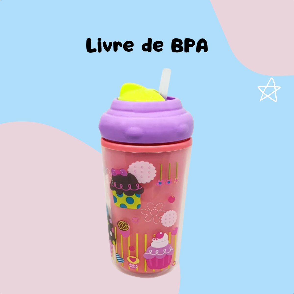 Copo Térmico Com Canudo De Silicone Cool Rosa Multikids Baby - BB035
