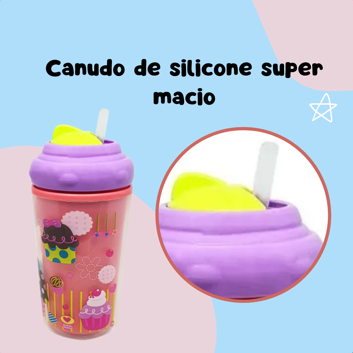 Copo Térmico Com Canudo De Silicone Cool Rosa Multikids Baby - BB035