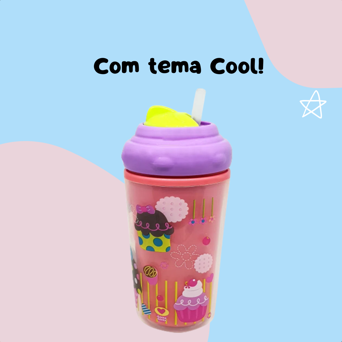 Copo Térmico Com Canudo De Silicone Cool Rosa Multikids Baby - BB035