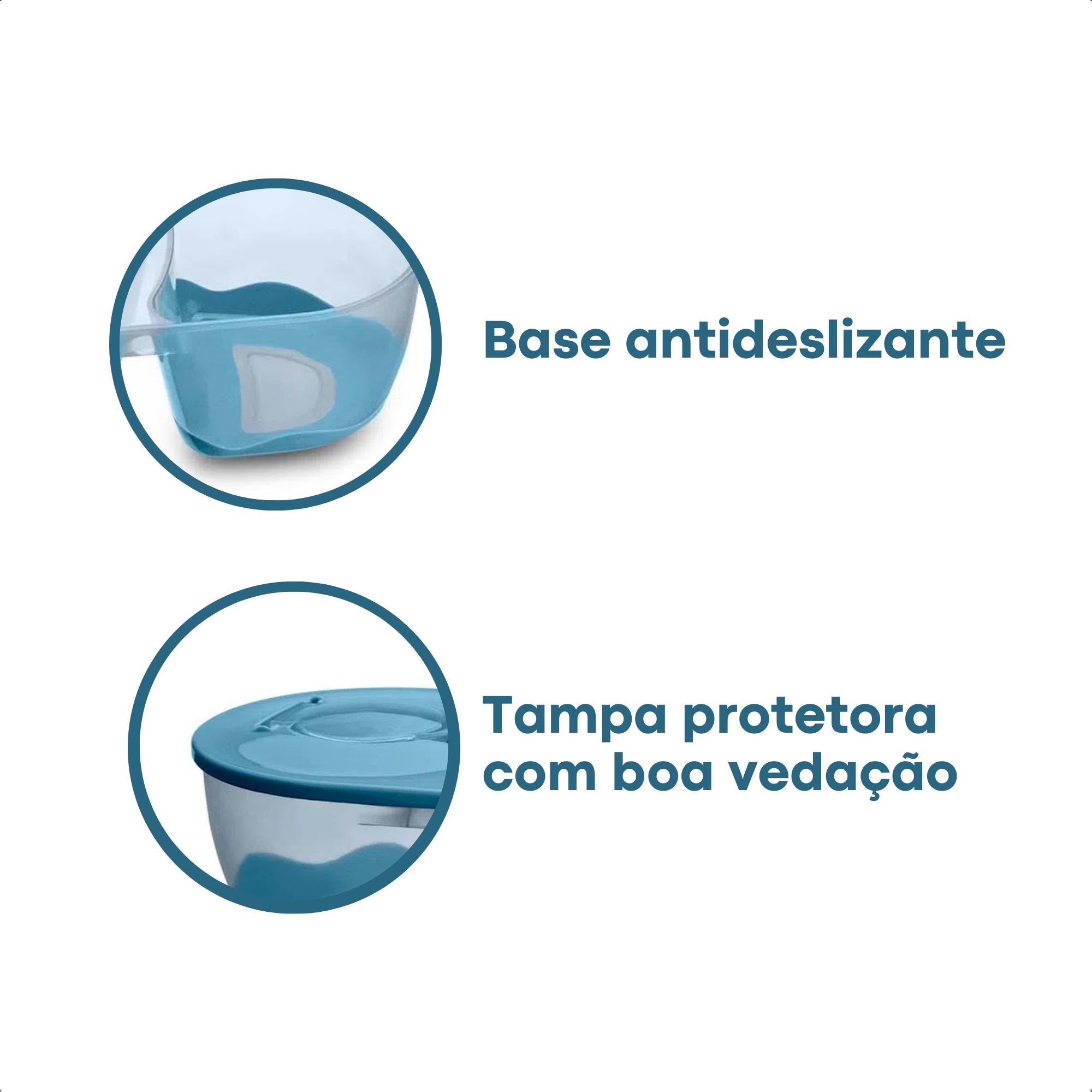 Prato Fundo Com Divisória E Colher Funny Meal Azul Multikids Baby - BB053