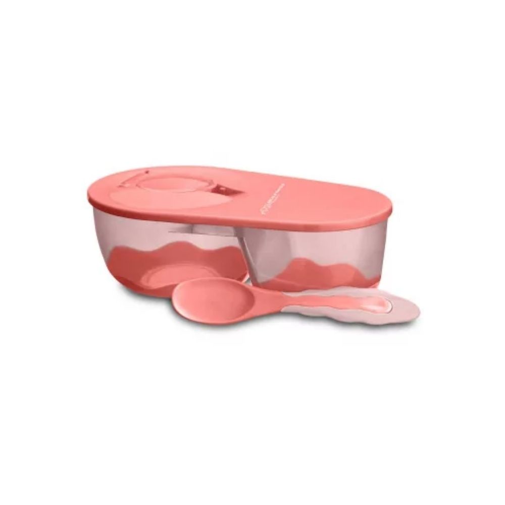 Prato Fundo Com Divisória E Colher Funny Meal Rosa Multikids Baby - BB054