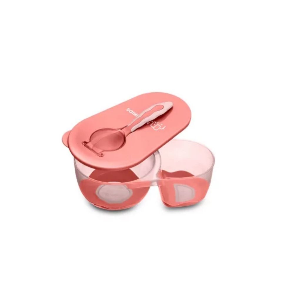 Prato Fundo Com Divisória E Colher Funny Meal Rosa Multikids Baby - BB054