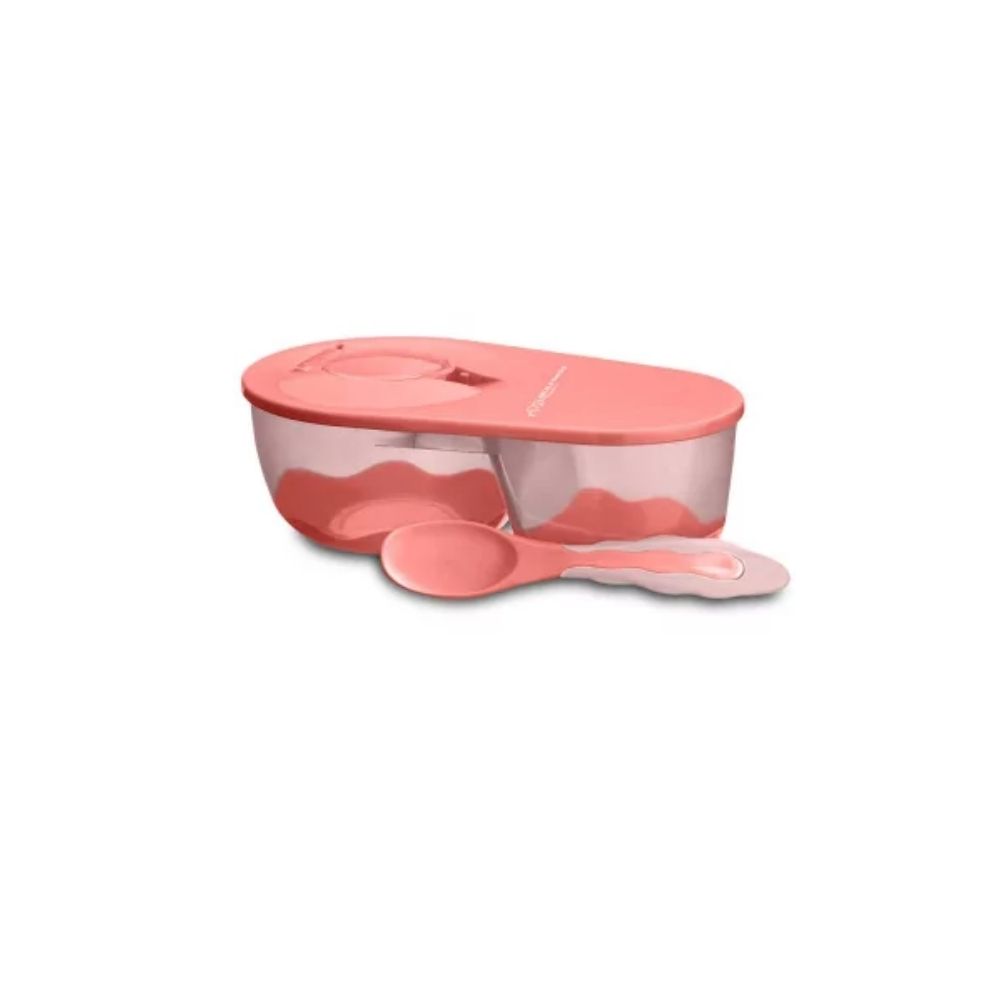 Prato Fundo Com Divisória E Colher Funny Meal Rosa Multikids Baby - BB054